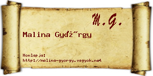 Malina György névjegykártya