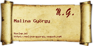 Malina György névjegykártya